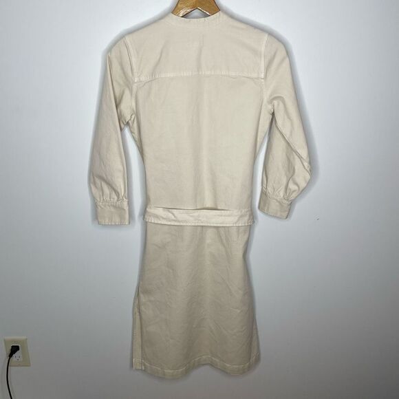J Crew Women’s Shirtdress Button Down Midi Dress Ivory Dusty White Denim Twill‎ - Picture 9 of 9